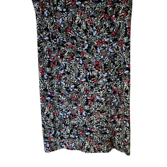 J. Jill Wearever Sheath Dress Black Floral Sleeveless SZ M Back Smocking Boho - Picture 10 of 11